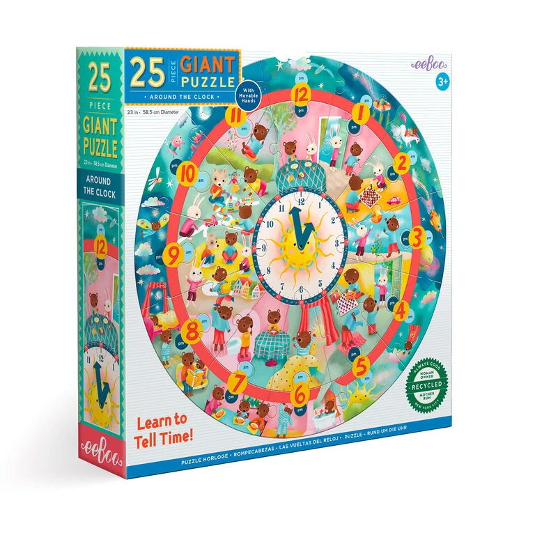 Eeboo Around The Clock 25-Piece Giant Jigsaw Puzzle For Kids 1 Eeboo Around The Clock 25-Piece Giant Jigsaw Puzzle For Kids