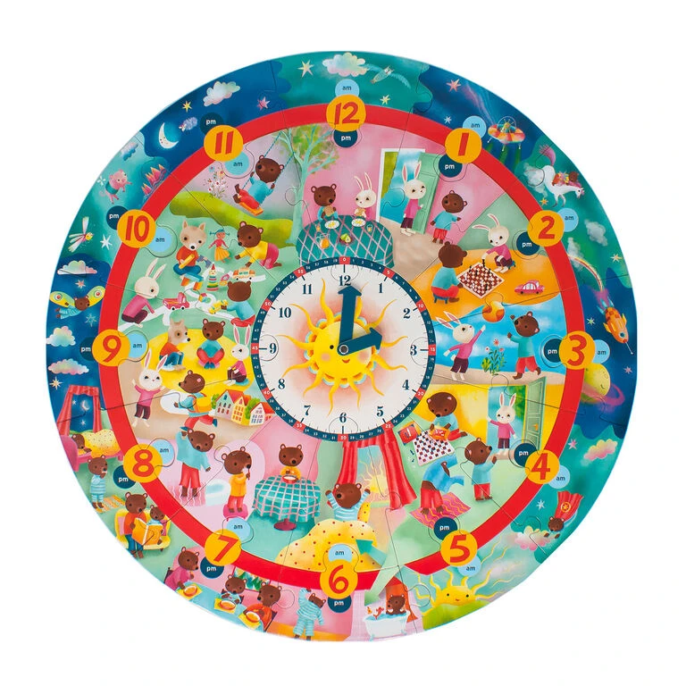 Eeboo Around The Clock 25-Piece Giant Jigsaw Puzzle For Kids 2 Eeboo Around The Clock 25-Piece Giant Jigsaw Puzzle For Kids - Image 2