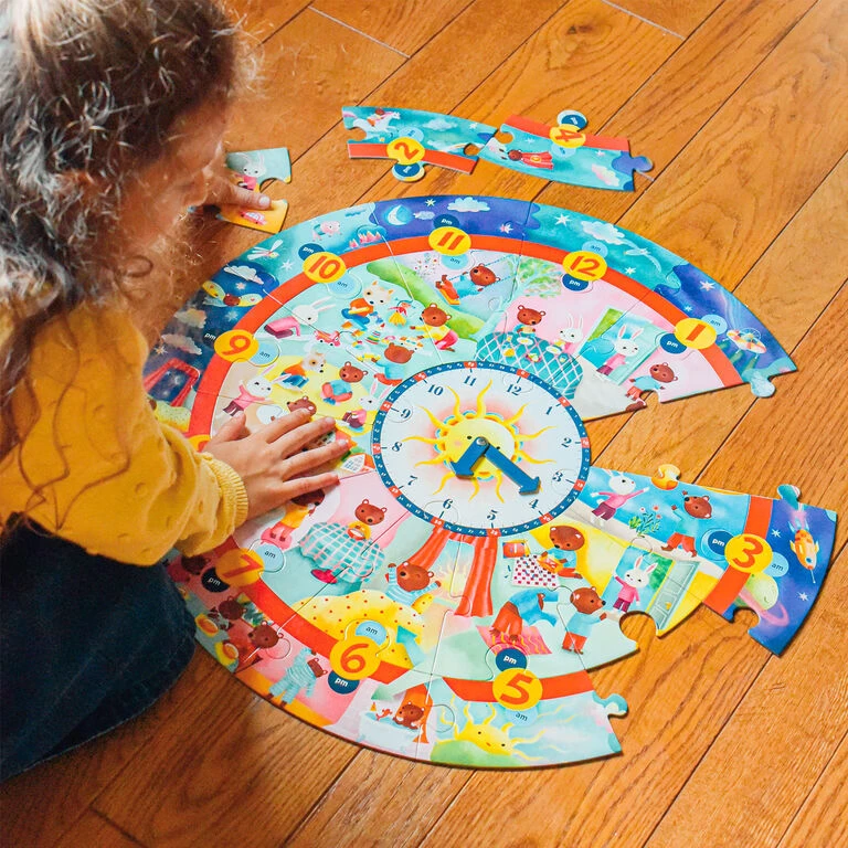 Eeboo Around The Clock 25-Piece Giant Jigsaw Puzzle For Kids 4 Eeboo Around The Clock 25-Piece Giant Jigsaw Puzzle For Kids - Image 4