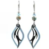 Black And Blue Diamond Layered Metal Drop Earrings