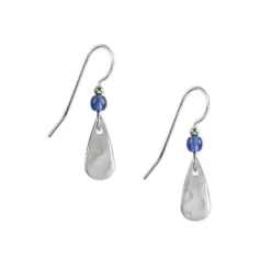 Silver Forest Blue Bead And Silver-Tone Metal Teardrop Earrings