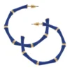 Celeste Blue Enamel Bamboo Hoop Earrings