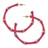 Celeste Pink Enamel Bamboo Hoop Earrings