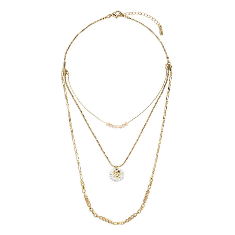 Demdaco Champagne Your Journey Layered Love Necklace, 24" 1 Demdaco Champagne Your Journey Layered Love Necklace, 24"