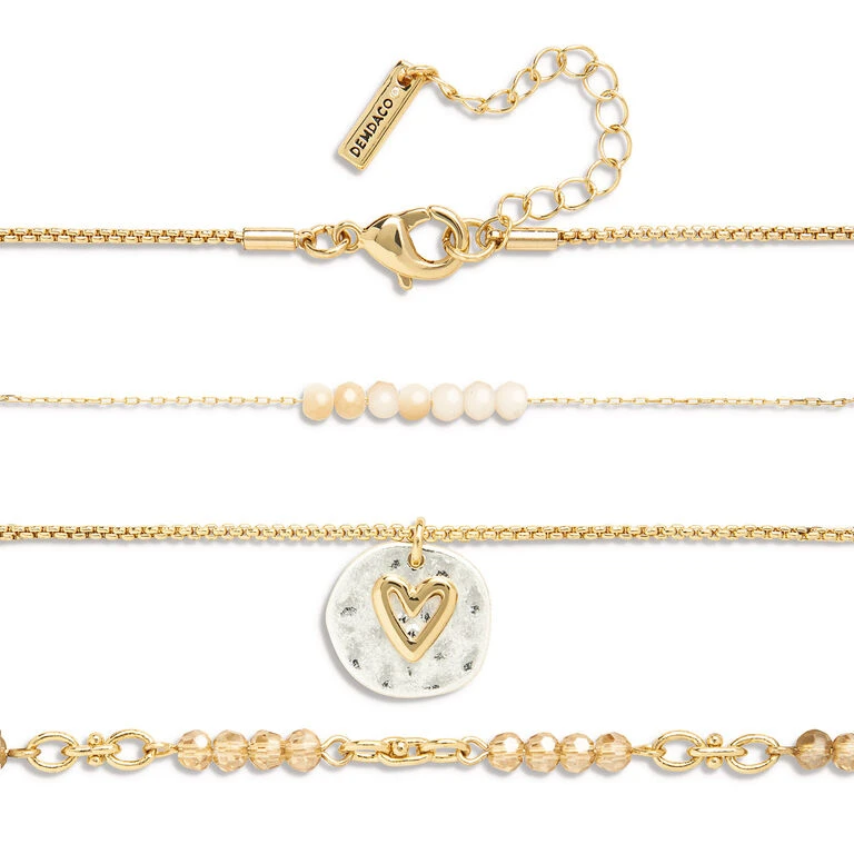 Demdaco Champagne Your Journey Layered Love Necklace, 24" 2 Demdaco Champagne Your Journey Layered Love Necklace, 24" - Image 2