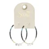 Chromacolor Miyuki Bead Black, Multicolor And Silver Large Hoop Earrings