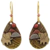 Elephant On Mixed Metal Teardrop Earrings