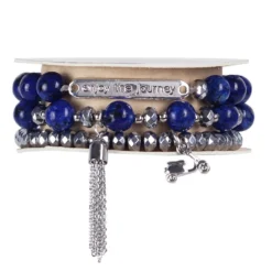 Soul Stacks Enjoy The Journey Beaded Stretch Bracelets, Set Of 3 -Hallmark Toys Shop Enjoy the Journey BlueSilver Beaded Stretch Bracelets STXJRN 03