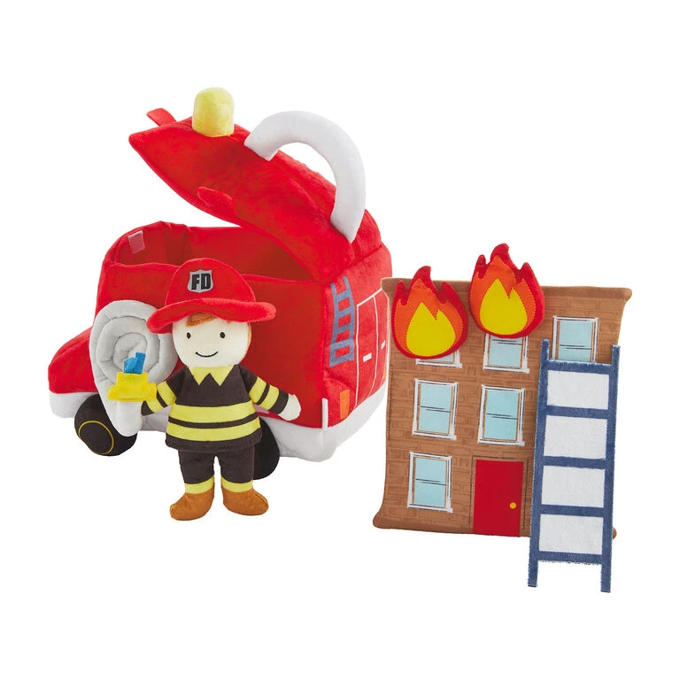 Mud Pie Fire Truck Plush Toy Set, 6 Pieces 1 Mud Pie Fire Truck Plush Toy Set, 6 Pieces