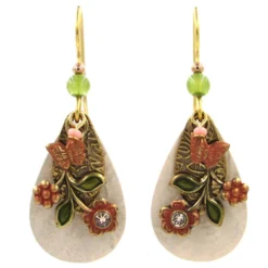 Floral Swag Layered Metal Drop Earrings