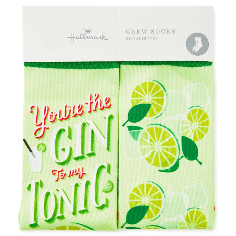 Hallmark You’re The Gin To My Tonic Fun Crew Socks 2 Hallmark You’re The Gin To My Tonic Fun Crew Socks - Image 2
