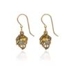 Silver Forest Gold-Tone Open Leaf Beaded Metal Drop Earrings