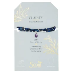 Silver, Lapis And Amethyst Wrap Bracelet/Necklace With Teardrop Charm