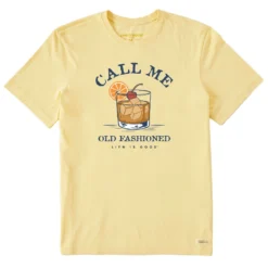 Life Is Good Call Me Old-Fashioned Men's Yellow T-Shirt, Large