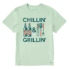 Life Is Good Chillin & Grillin Men's Light Green T-Shirt, Medium