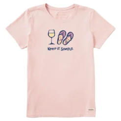Life Is Good Keep It Simple Women's Pink T-Shirt, Small