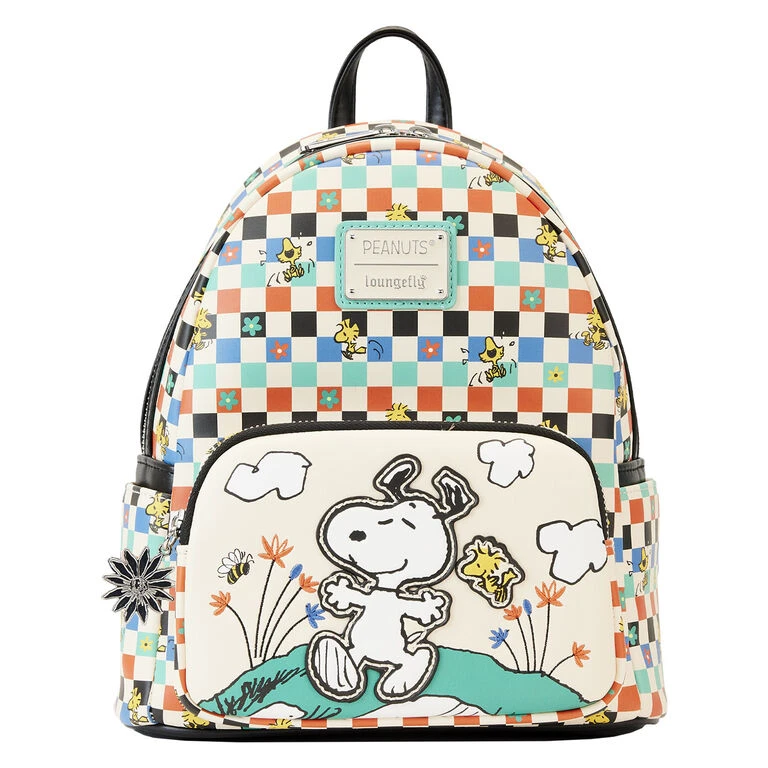 Loungefly Peanuts Snoopy And Woodstock Checkered Mini Backpack 1 Loungefly Peanuts Snoopy And Woodstock Checkered Mini Backpack