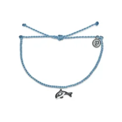 Pura Vida Orca Charm Sky Blue Bitty Braid Bracelet