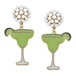 Pearl Cluster And Margarita Glass Drop Earrings