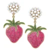 Pearl Cluster And Strawberry Drop Earrings