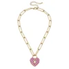 Monclér Pink And White Gingham Heart Padlock Necklace