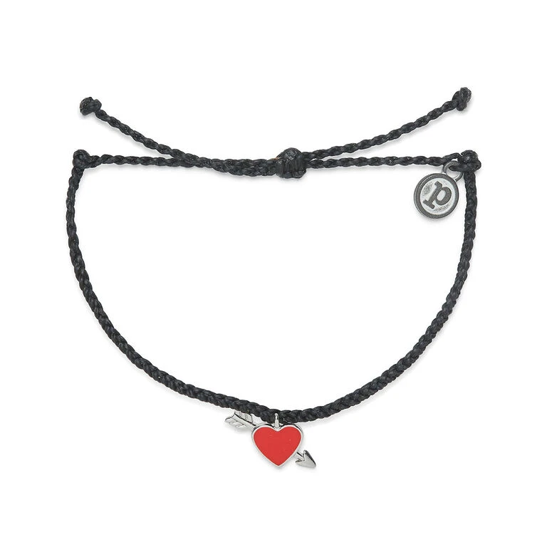 Pura Vida Lovestruck Silver Charm On Black Braided Bracelet 1 Pura Vida Lovestruck Silver Charm On Black Braided Bracelet
