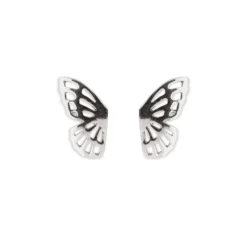 Pura Vida Fly Away Butterfly Wings Silver Stud Earrings