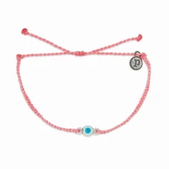 Pura Vida Eye Bead Charm On Pink Bracelet