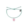 Pura Vida Solstice Pink Flower Charm On Seafoam Bracelet