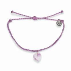 Pura Vida Stone Heart Amethyst Charm Bracelet