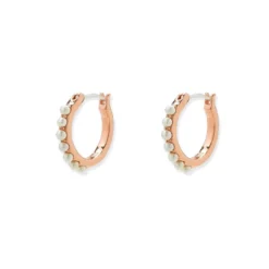 Pura Vida Rose Gold Pearl Pave Hoop Earrings