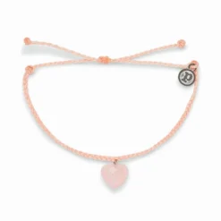 Pura Vida Stone Heart Rose Quartz Charm Bracelet
