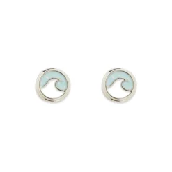 Pura Vida Enamel Wave Silver Stud Earrings