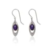Silver Forest Purple Stone And Silver-Tone Teardrop Metal Earrings