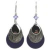 Purple And Silver Layered Metal Drop Earrings