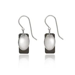 Silver Forest Rectangle And Oval Layered Silver-Tone Drop Earrings