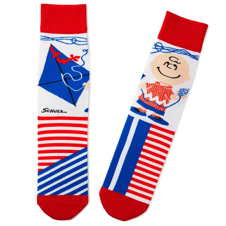 Hallmark Peanuts® Charlie Brown With Kite Novelty Crew Socks 1 Hallmark Peanuts® Charlie Brown With Kite Novelty Crew Socks