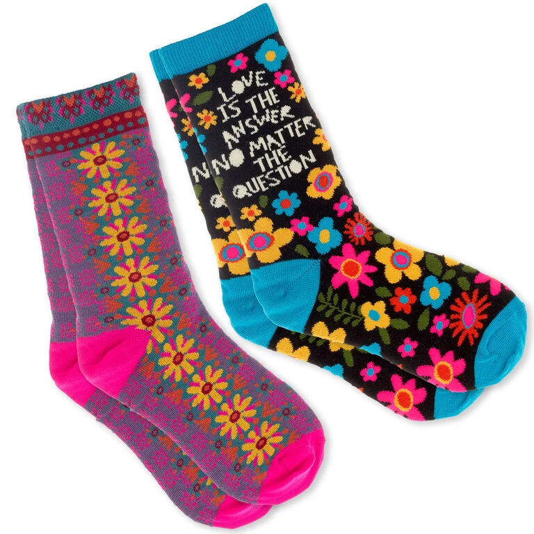 Natural Life Love Is The Answer Boho Crew Socks, Set Of 2 1 Natural Life Love Is The Answer Boho Crew Socks, Set Of 2