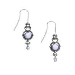 Silver Forest Silver-Tone Filigree And Blue Stone Drop Earrings