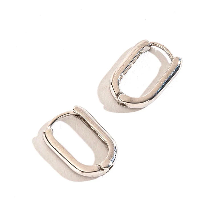 Howard's Jewelry Small Link Silver Huggie Hoop Earrings 1 Howard's Jewelry Small Link Silver Huggie Hoop Earrings