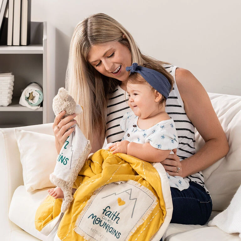 Demdaco Faith Can Move Mountains Rattle Blankie, 12x12 3 Demdaco Faith Can Move Mountains Rattle Blankie, 12x12 - Image 3