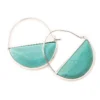 Turquoise Stone Prism Silver Hoop Earrings