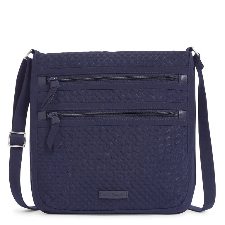 Vera Bradley Triple Zip Hipster In Classic Navy Microfiber 1 Vera Bradley Triple Zip Hipster In Classic Navy Microfiber