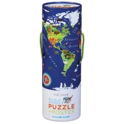 Crocodile Creek World Animals 200-Piece Puzzle And Poster Set