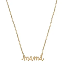 Worn Gold Mama Script Delicate Chain Necklace, 16"